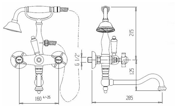 Смеситель для ванны Cezares Nostalgia NOSTALGIA-VDF-02-Bi